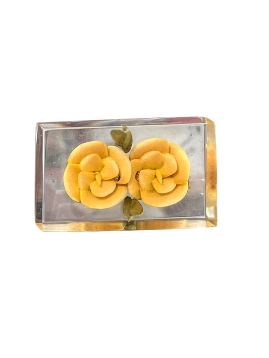 YELLOW RECTANGLE BROOCH
