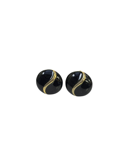 BARCS BLACK ENAMEL CLIP ON EARRINGS
