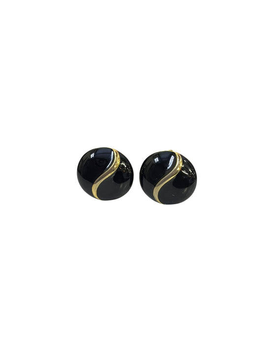 BARCS BLACK ENAMEL CLIP ON EARRINGS