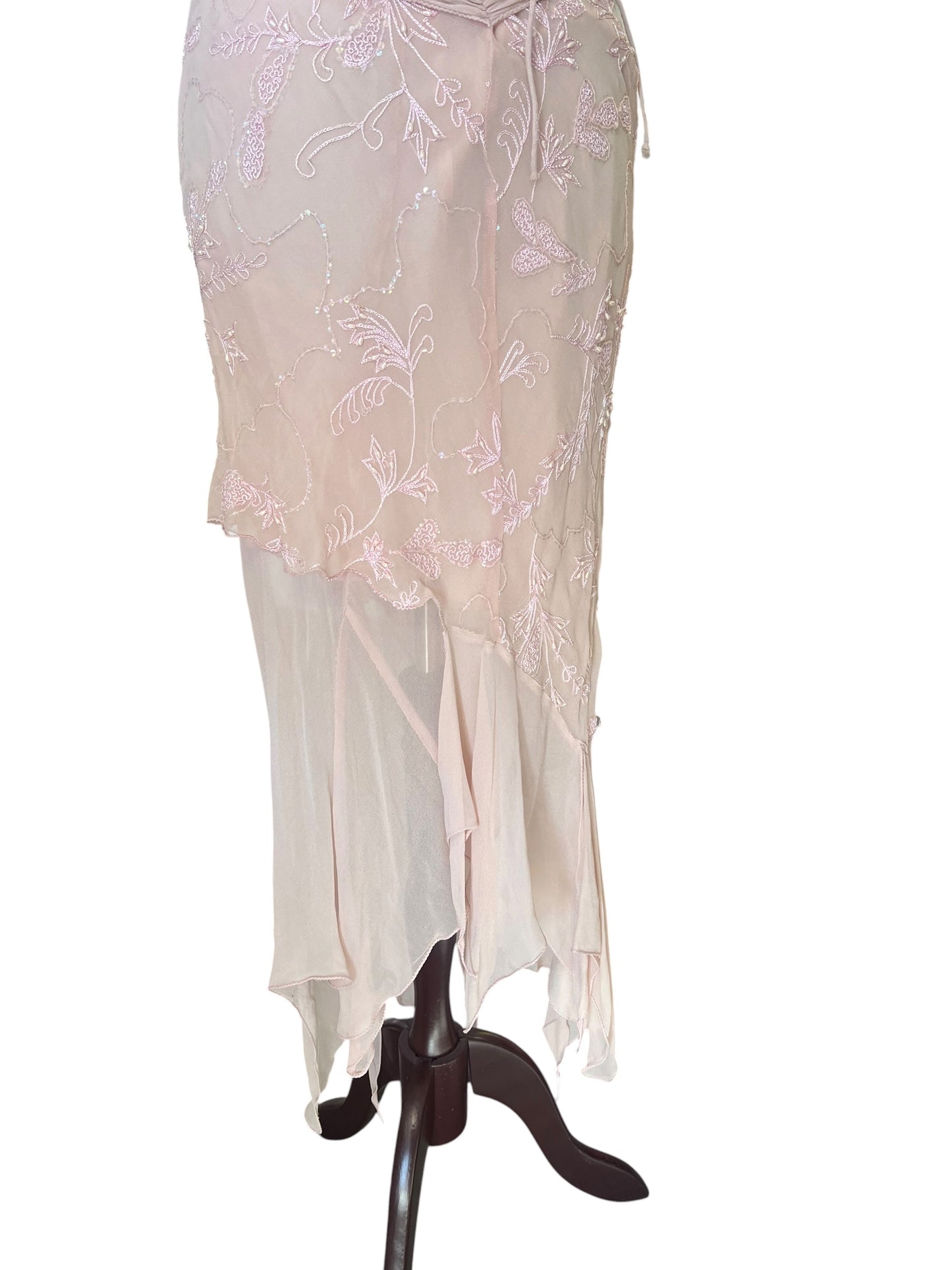 JENNY BANNISTER PINK BEADED SILK DRESS | 10