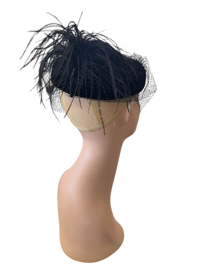 BLACK PILLBOX FASCINATOR