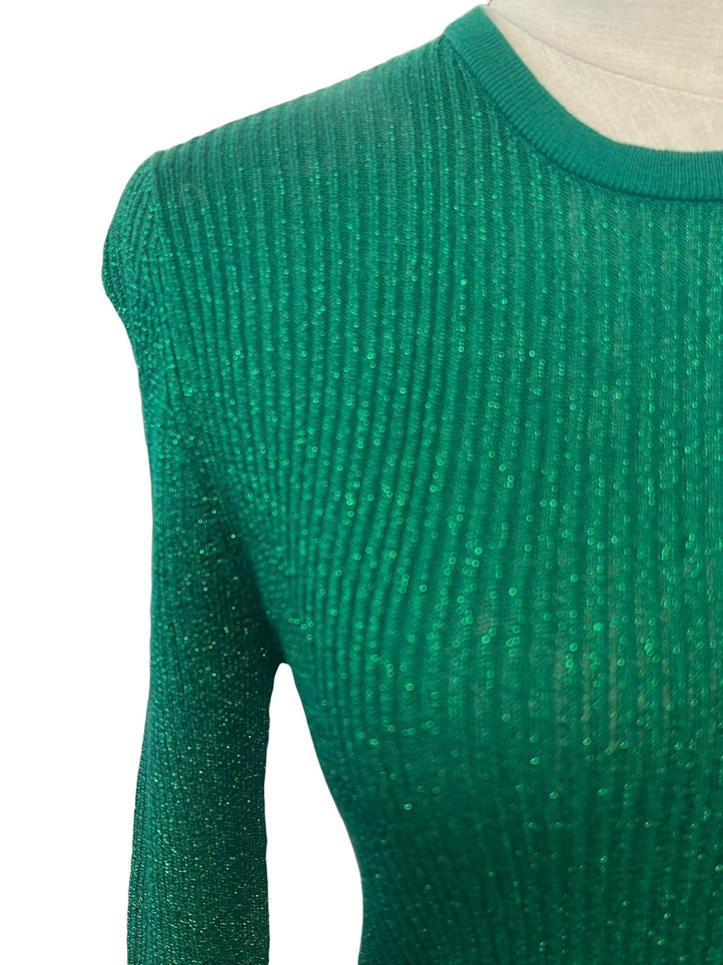KATE SYLVESTER GREEN GLITTER TOP | S