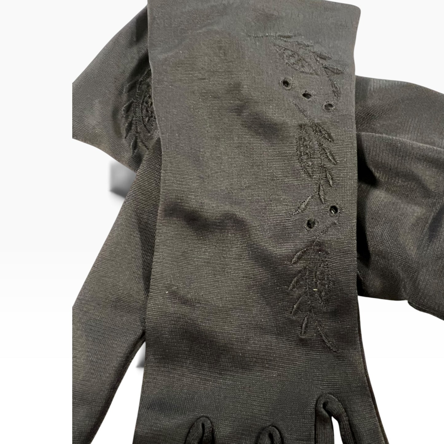 SIMPLE BLACK EMBROIDERED GLOVES | 7