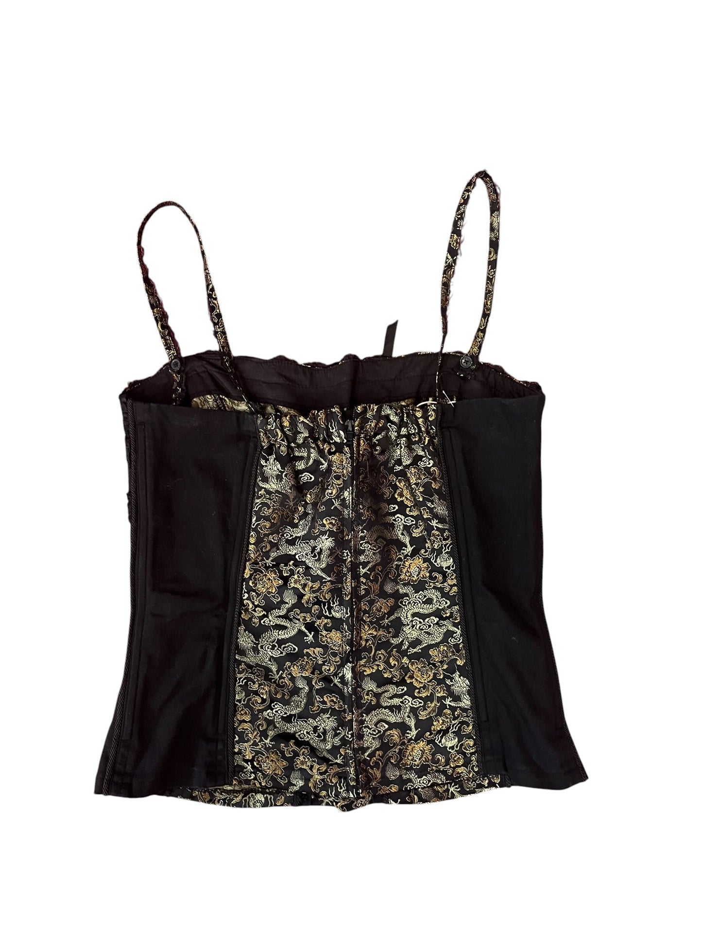 TRIPP NYC BLACK & GOLD CORSET TOP | L