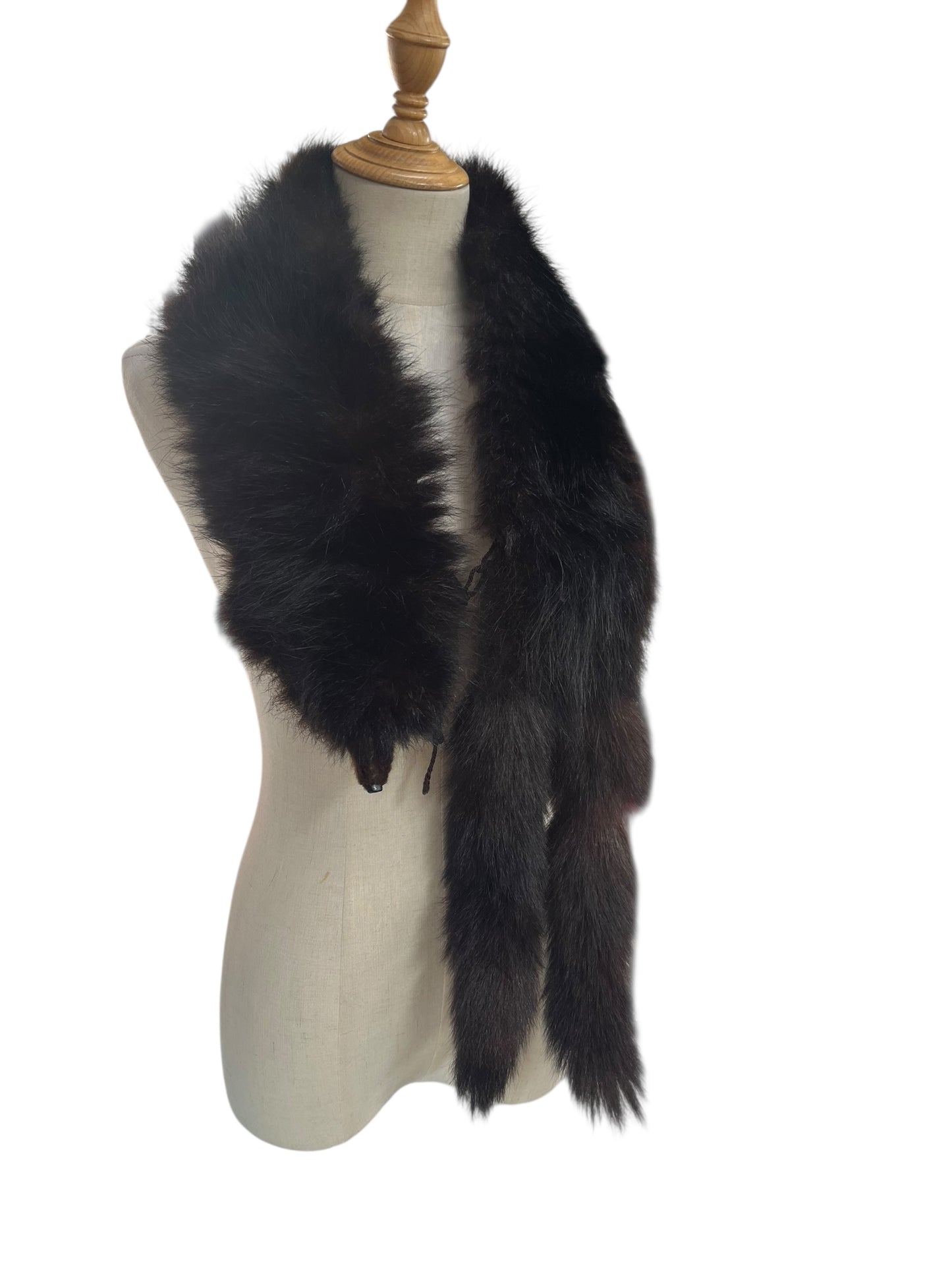 DARK FOX HEAD FUR STOLE