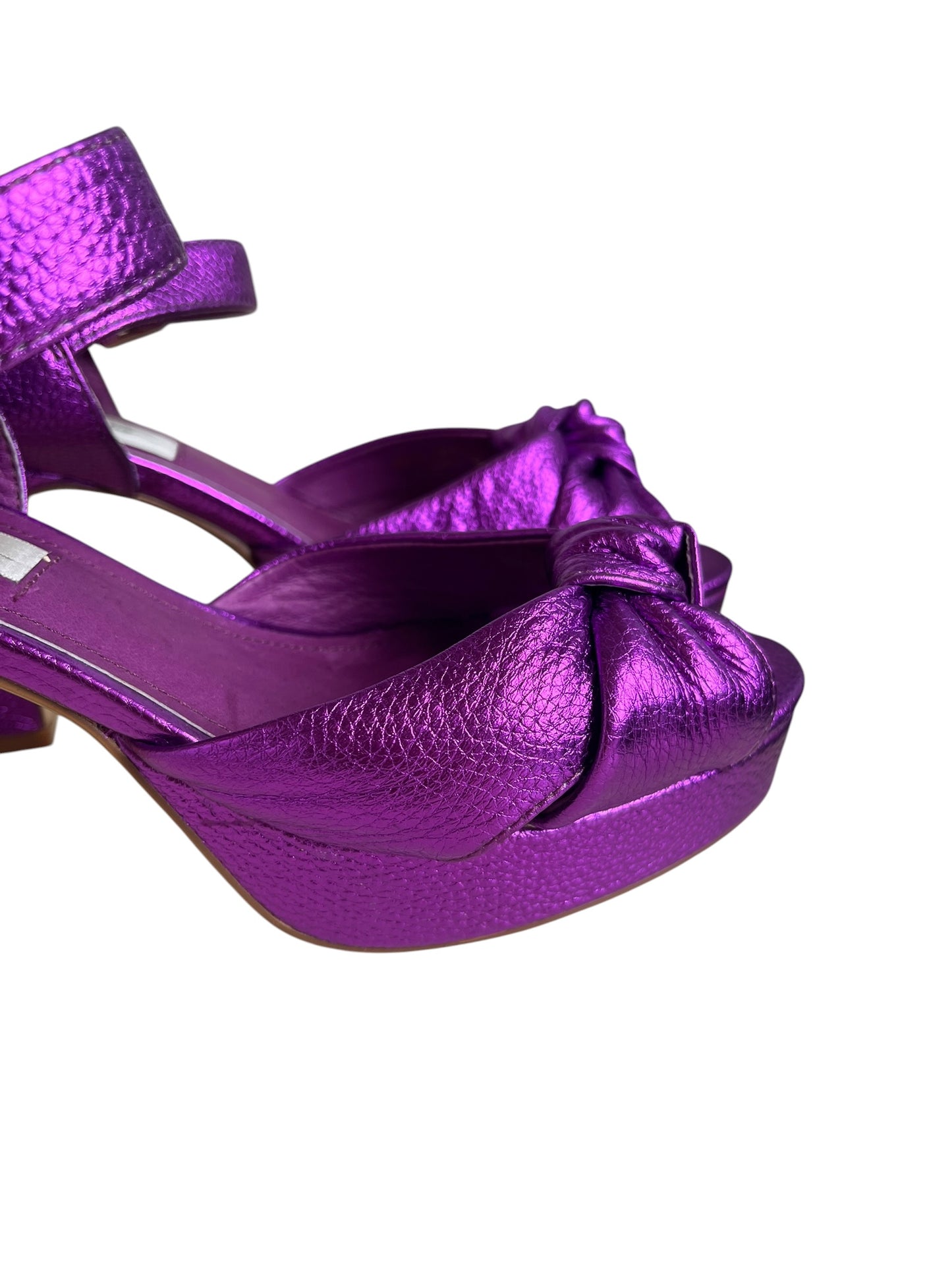 METALLIC PURPLE LEATHER HEELS  | 37