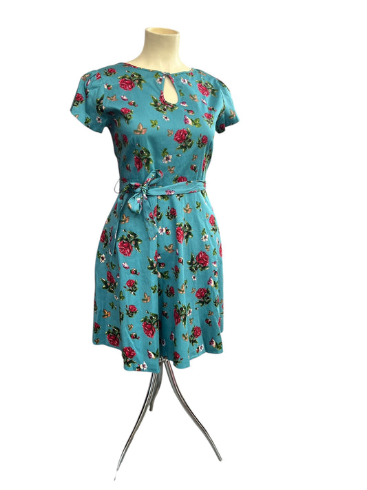 LADY VINTAGE TEAL ROSE DRESS | 20