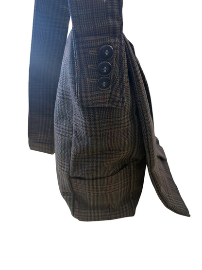 BROWN PLAID RECYCLED SUIT JACKET SATCHEL