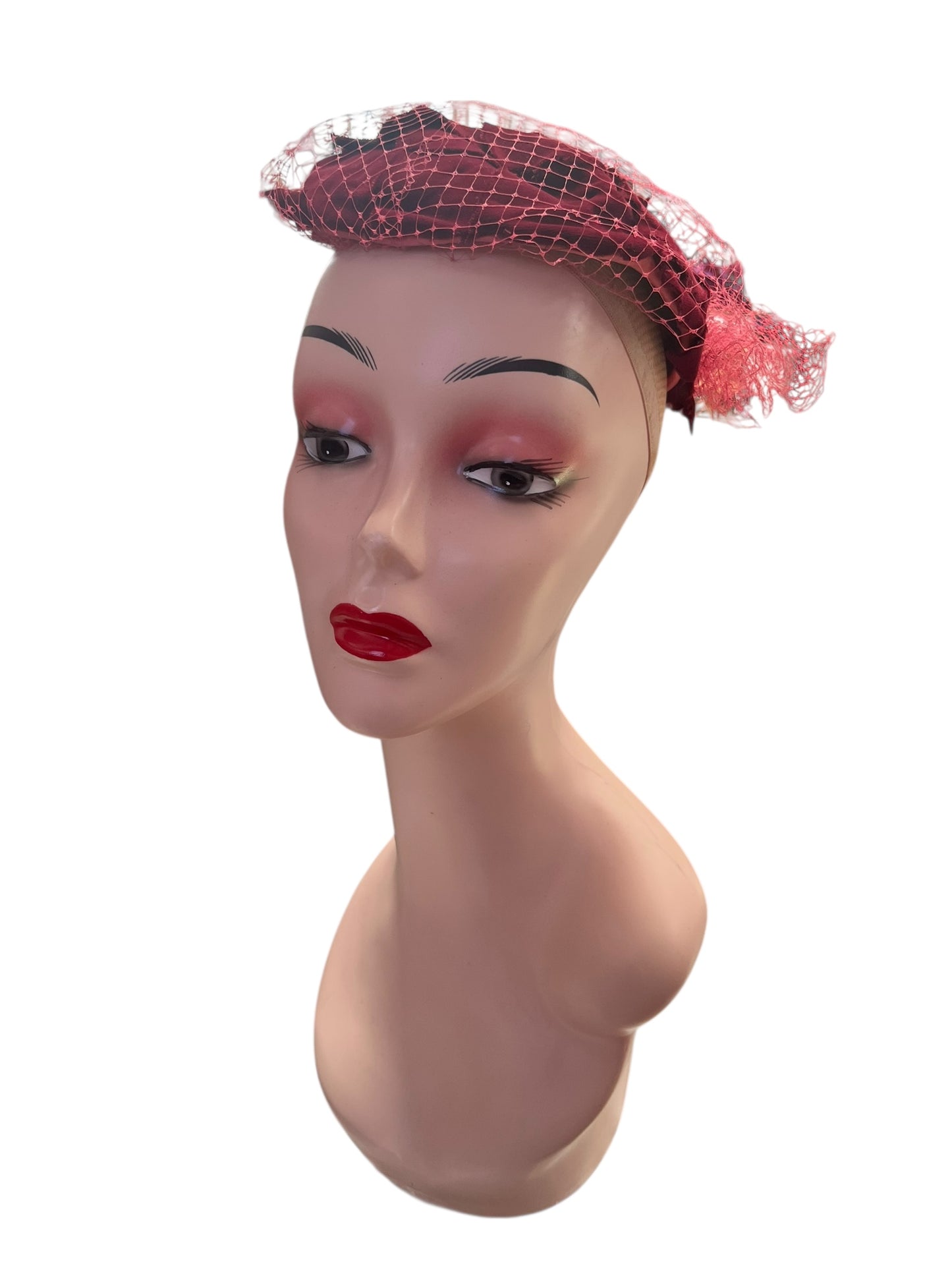 BURGUNDY VELVET HALF HAT