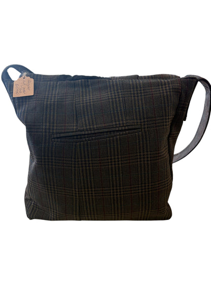 BROWN PLAID RECYCLED SUIT JACKET SATCHEL