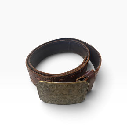 MISSISSIPPI BROWN LEATHER BELT 86-104cm