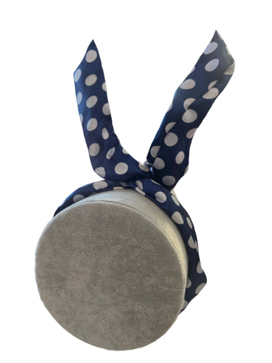 SATIN NAVY POLKADOT WIRE HAIR BAND
