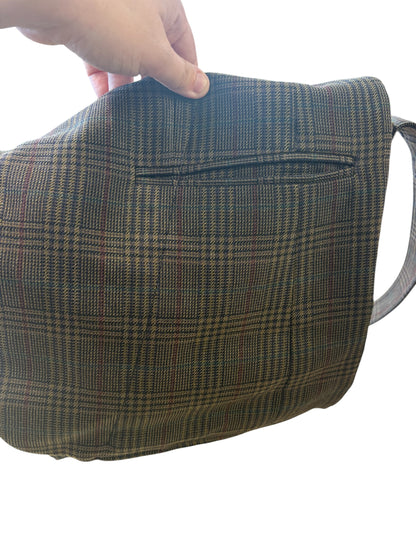 BROWN PLAID RECYCLED SUIT JACKET SATCHEL