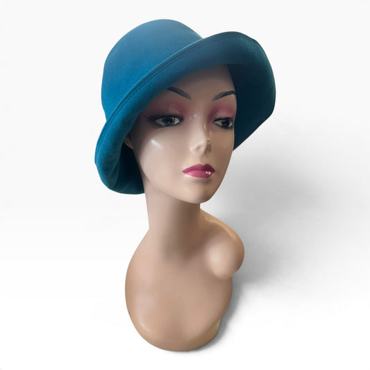 TEAL BLUE CLOCHE HAT