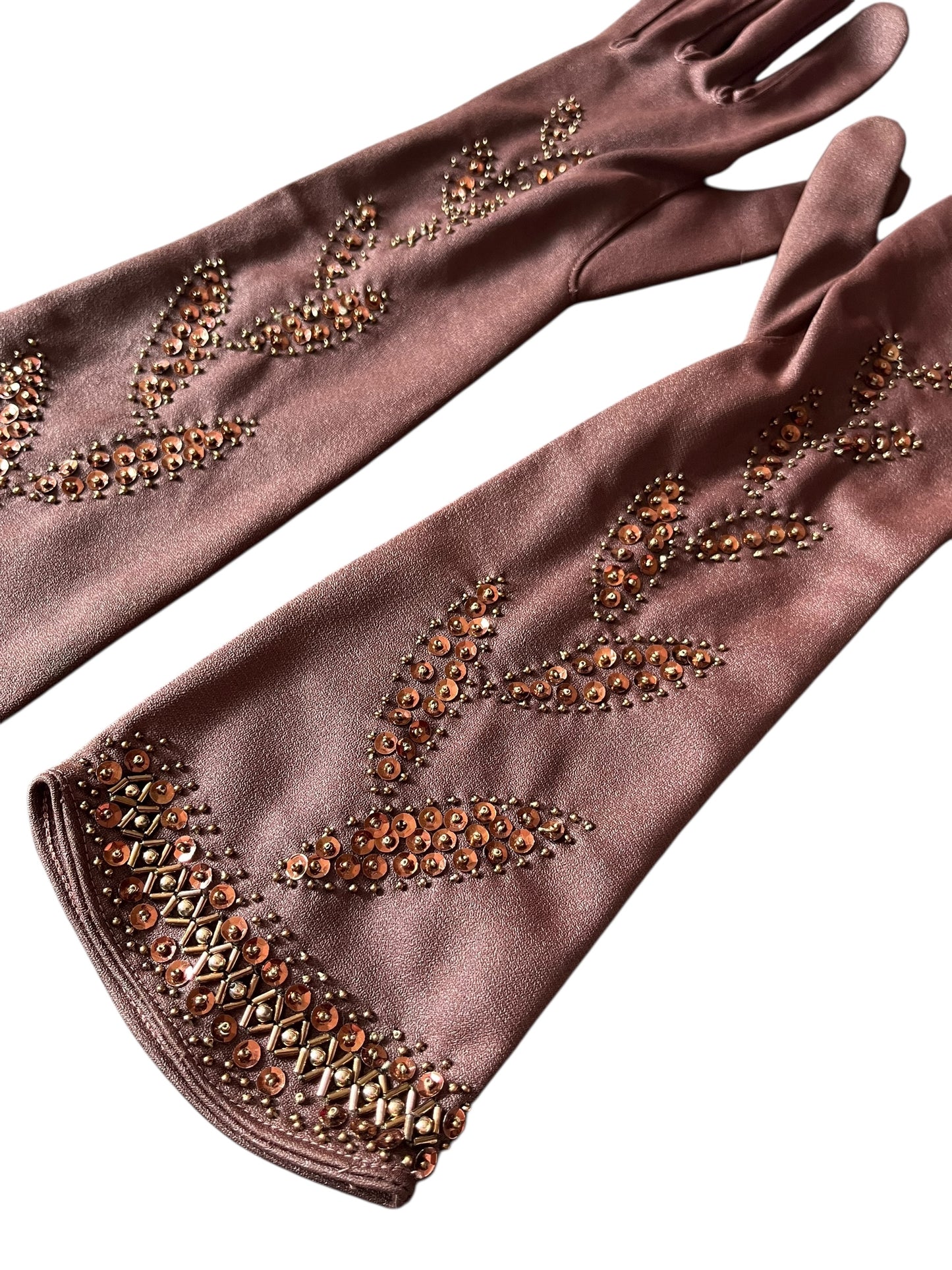 PERSONALITY BROWN SEQUIN GLOVES | 7.5