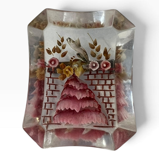 50s PINK LADY LUCITE BROOCH