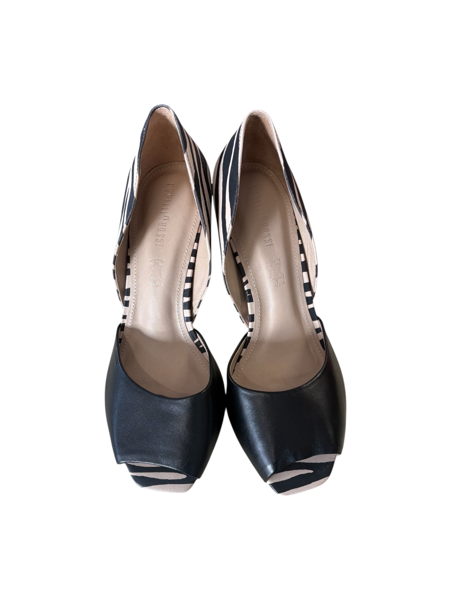 ZEBRA PEEP TOE BLOCK HEELS | 41