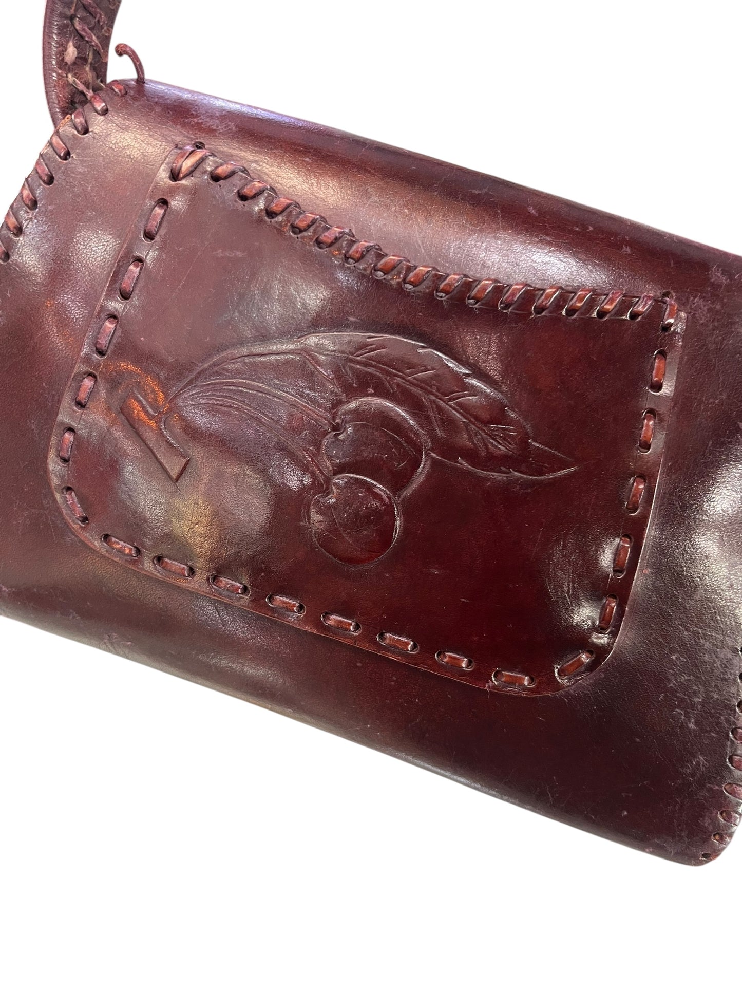 BROWN CHERRY LEATHER HANDBAG