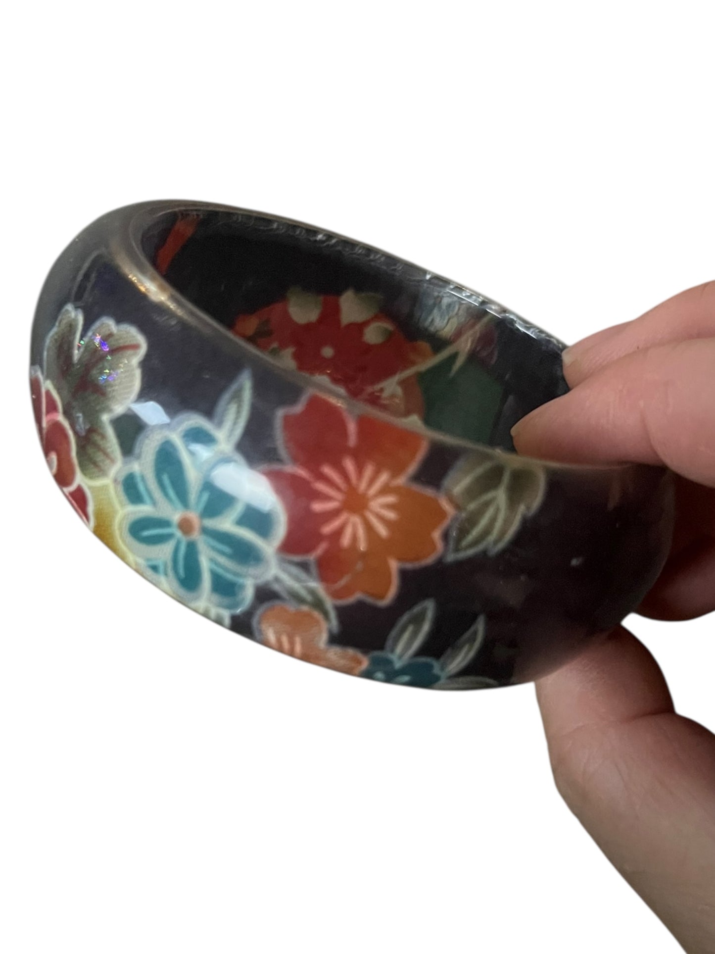 BLACK  FLORAL BANGLE