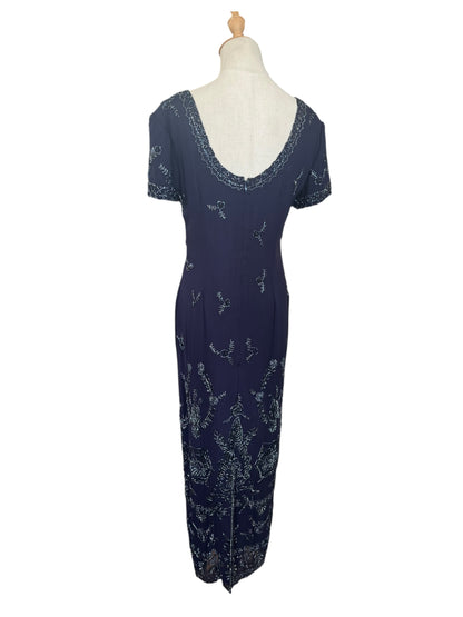 RICHARDS NAVY BEADED DECO DRESS | 10/ 12