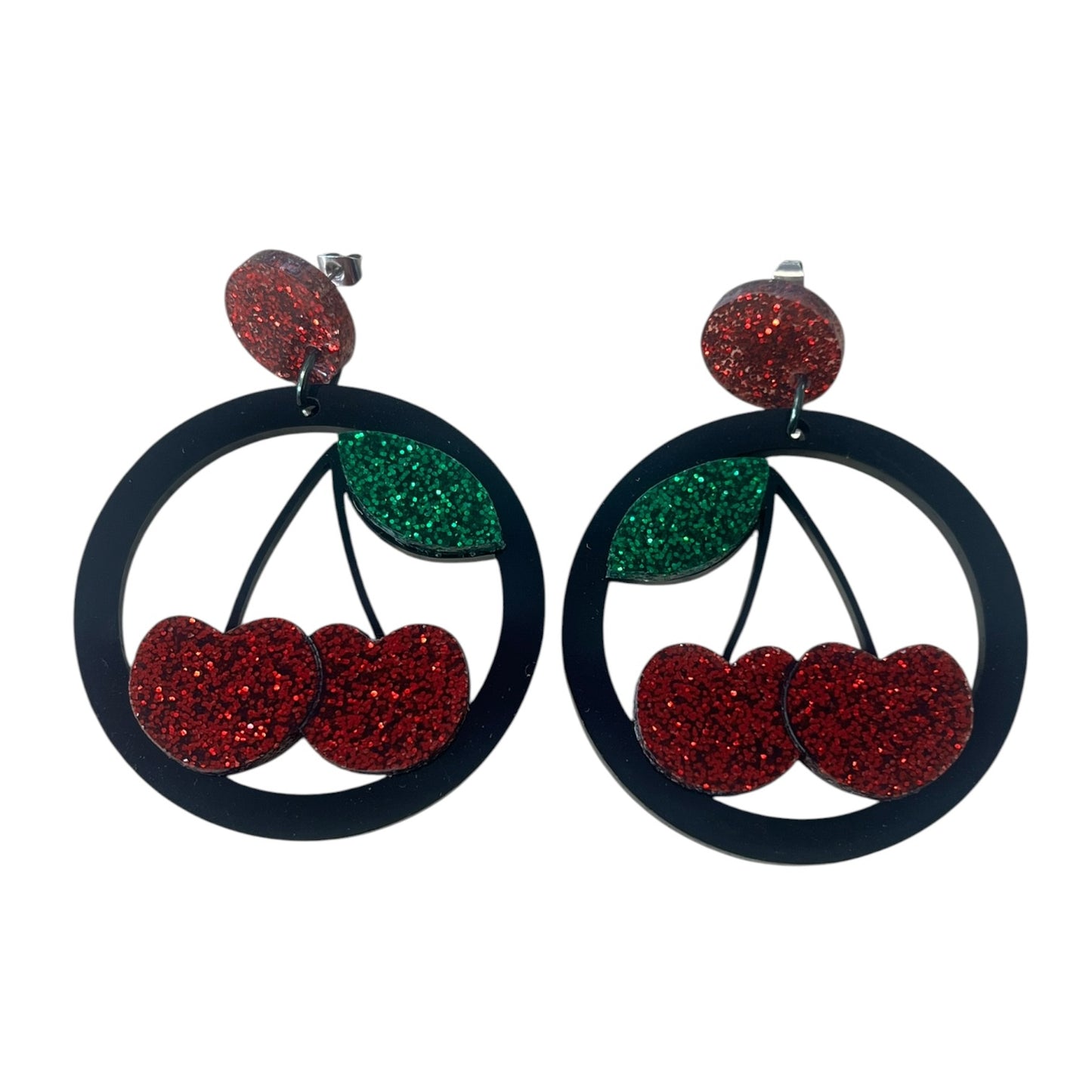 GLITTERY CHERRY EARRINGS