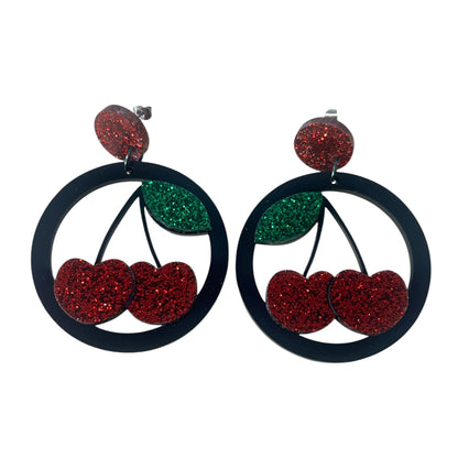 GLITTERY CHERRY EARRINGS