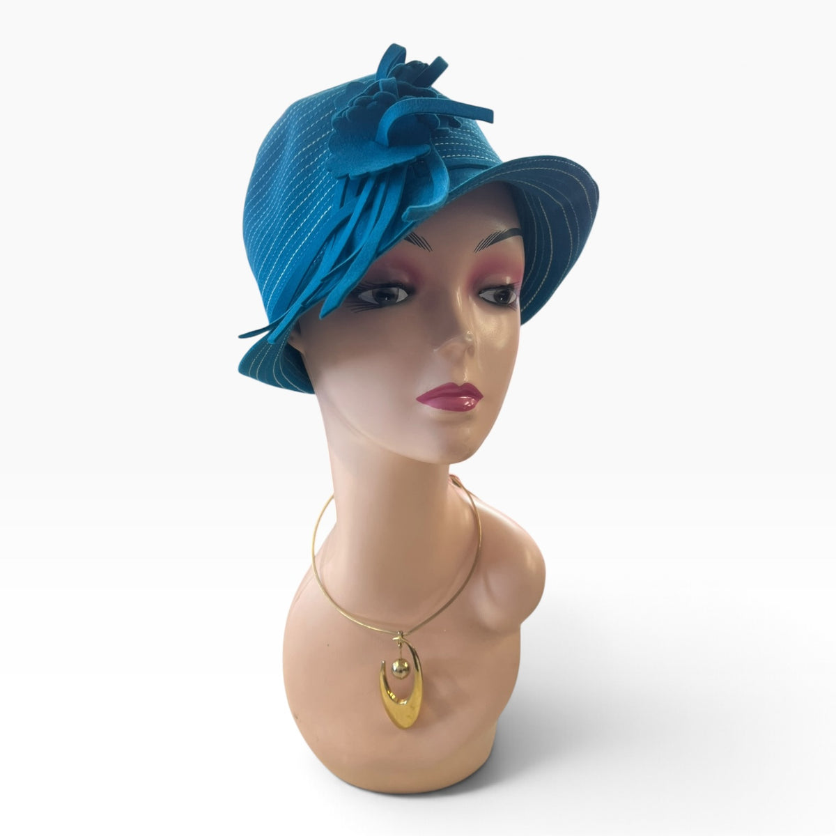 PLUMMER PEACOCK BLUE CLOCHE HAT