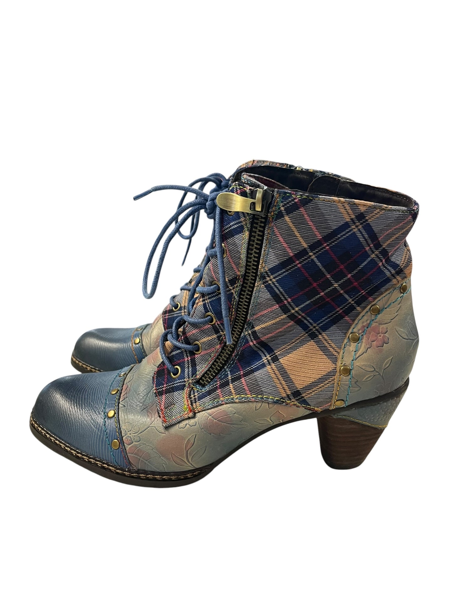 MAHER BLUE TARTAN BOOTS |41
