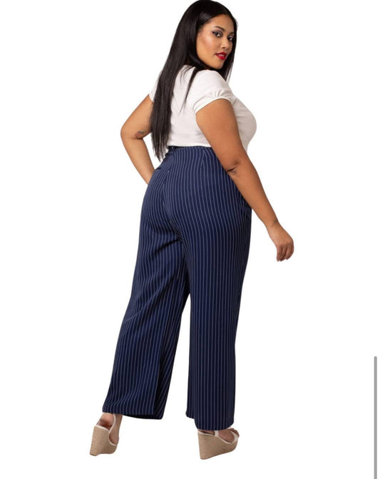 HELLBUNNY - NAVY COSTELLO TROUSERS sz 18