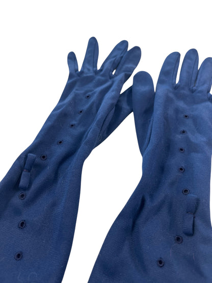 NAVY BOW LENGTH GLOVES