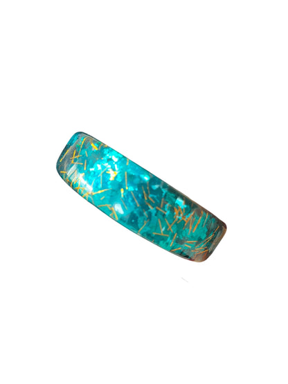 TEAL GREEN & GOLD GLITTER BANGLE