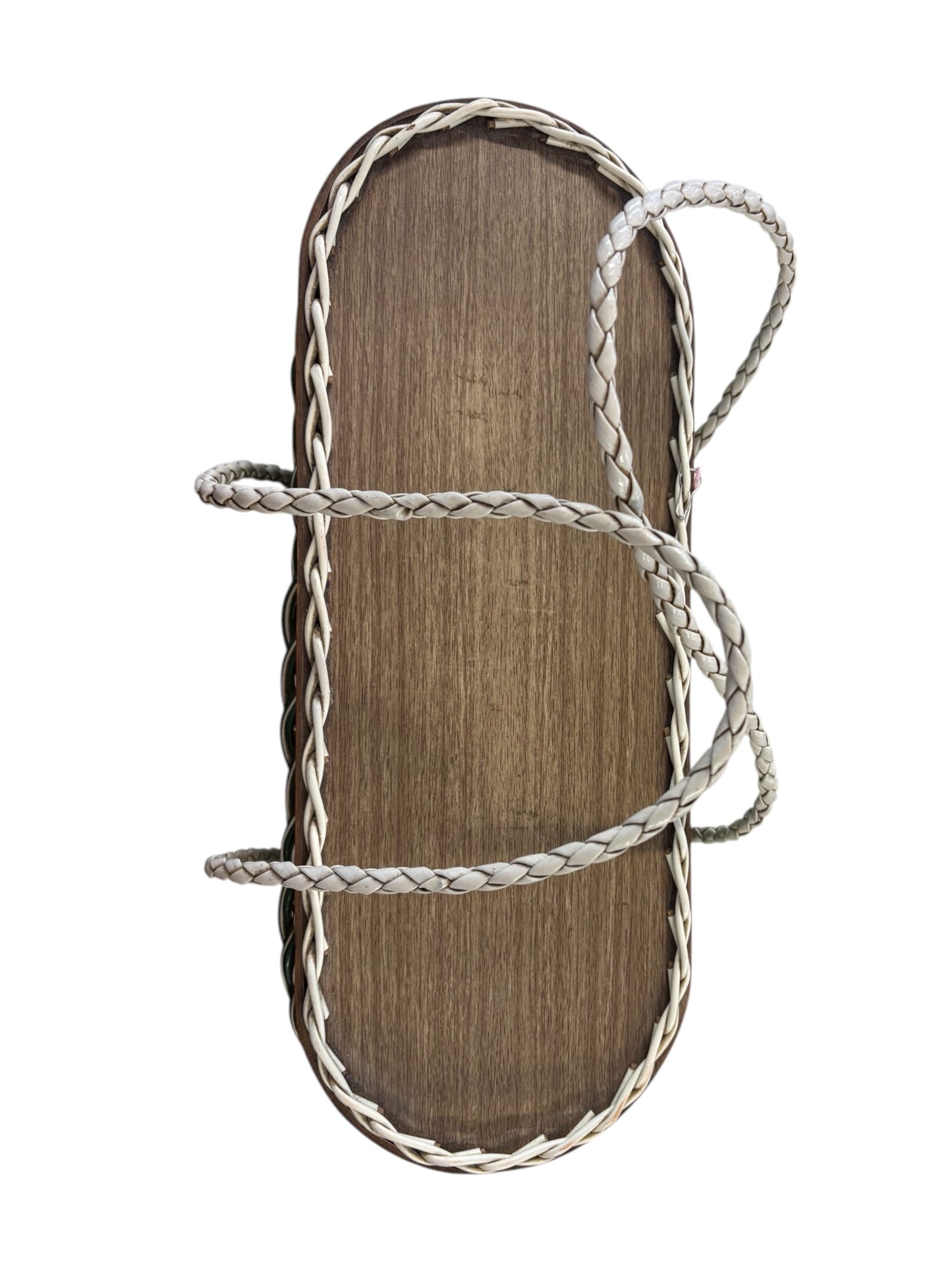 GREEN & WHITE WICKER BAG