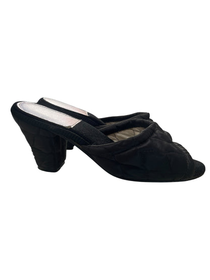 BLACK QUILTED MULE SLIPPERS | 6