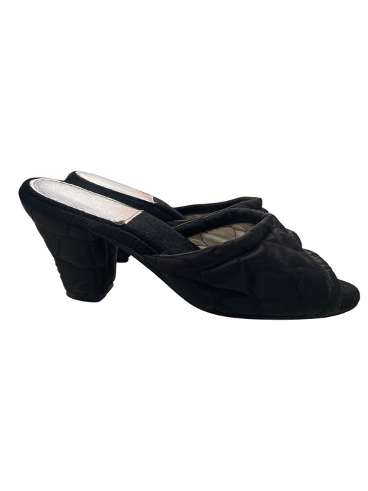 BLACK QUILTED MULE SLIPPERS | 6