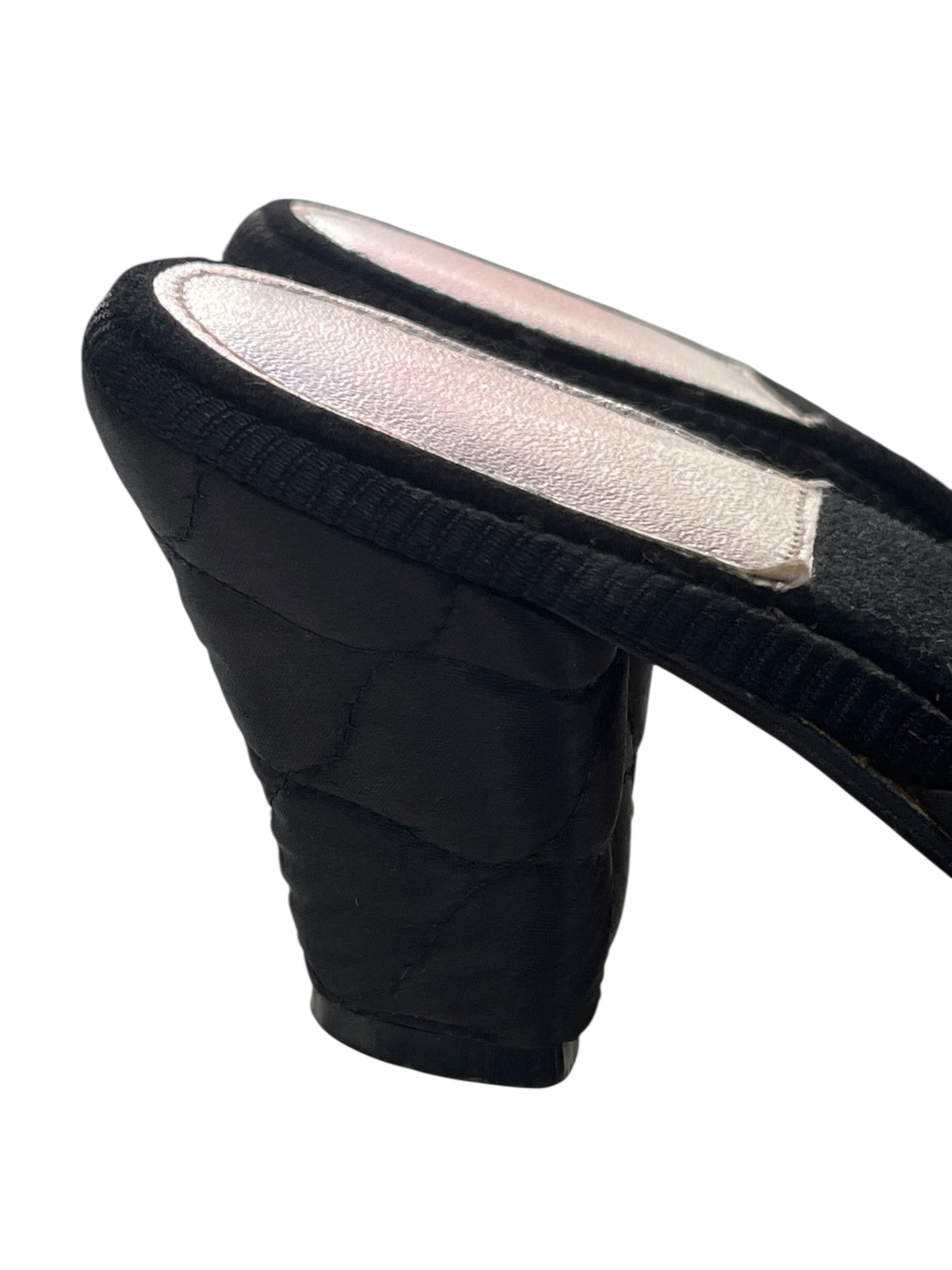BLACK QUILTED MULE SLIPPERS | 6
