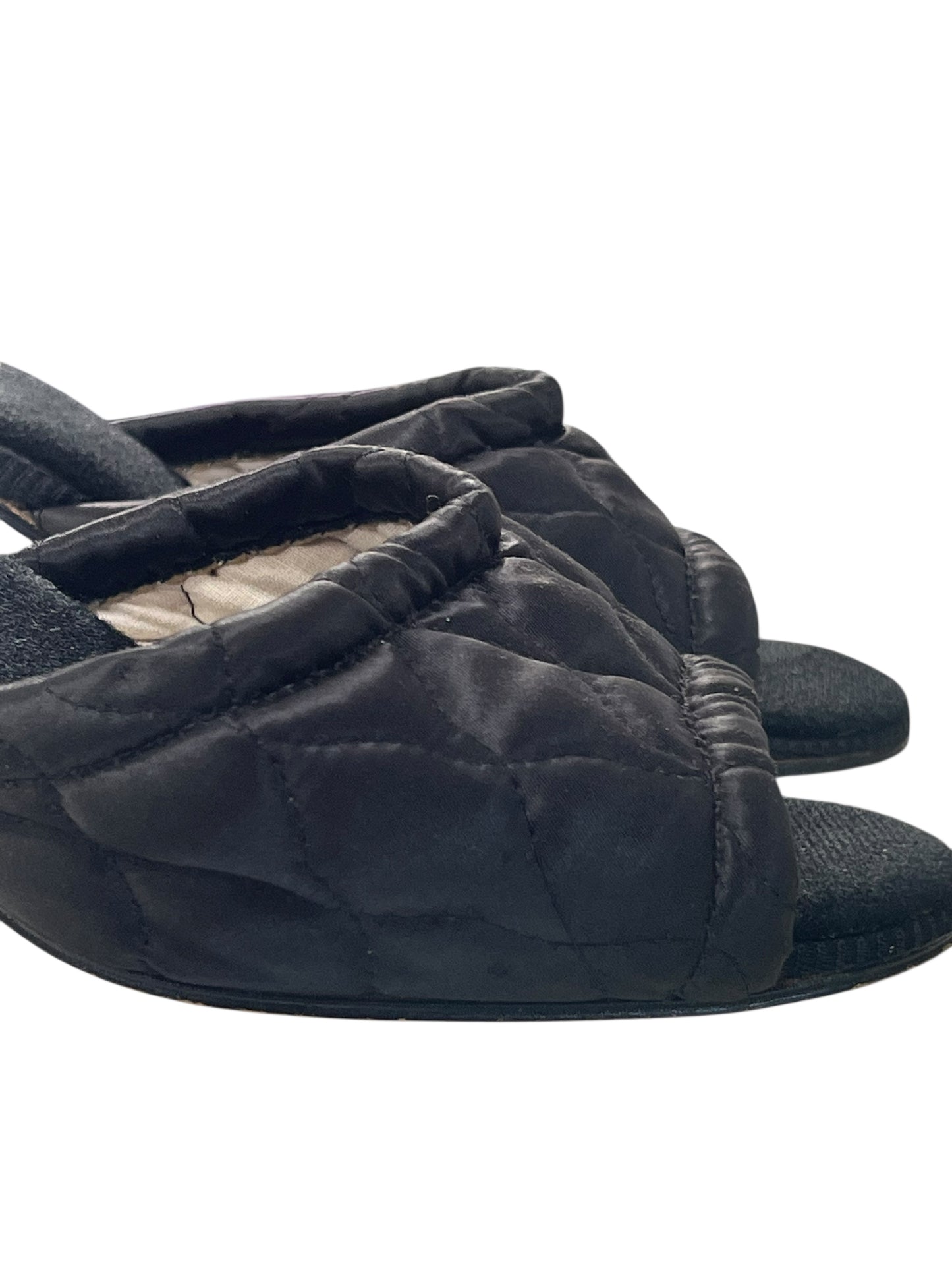 BLACK QUILTED MULE SLIPPERS | 6