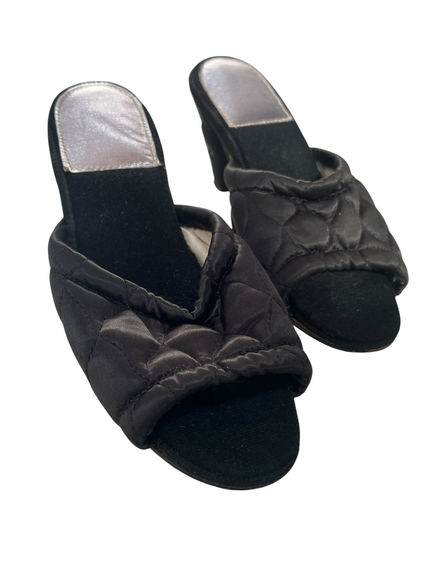 BLACK QUILTED MULE SLIPPERS | 6