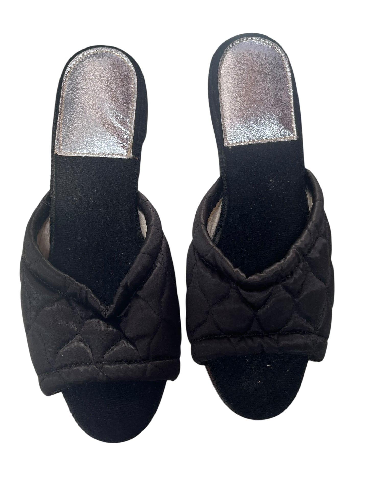 BLACK QUILTED MULE SLIPPERS | 6