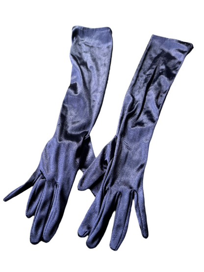 NAVY SATIN GLOVES