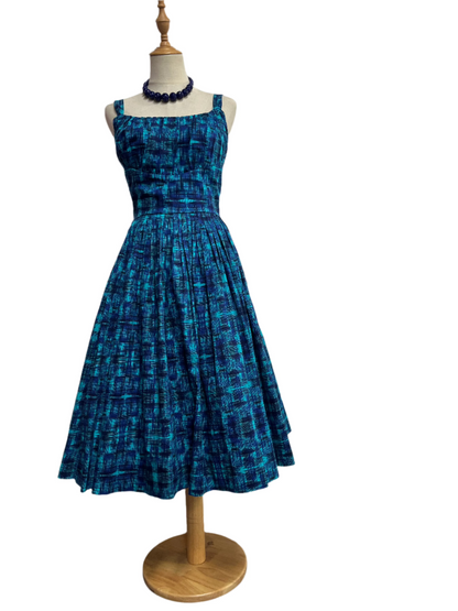 RETROSPECTD BLUE PLAID DRESS sz 8