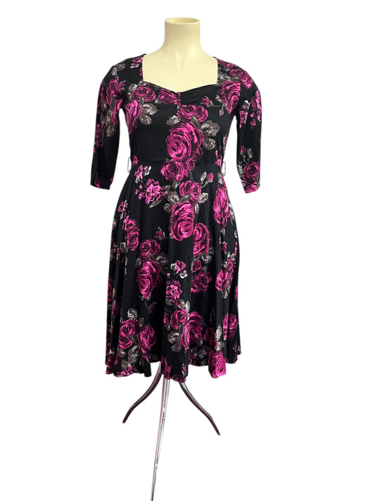 LADY VINTAGE  PINK ROSE DRESS SZ 16