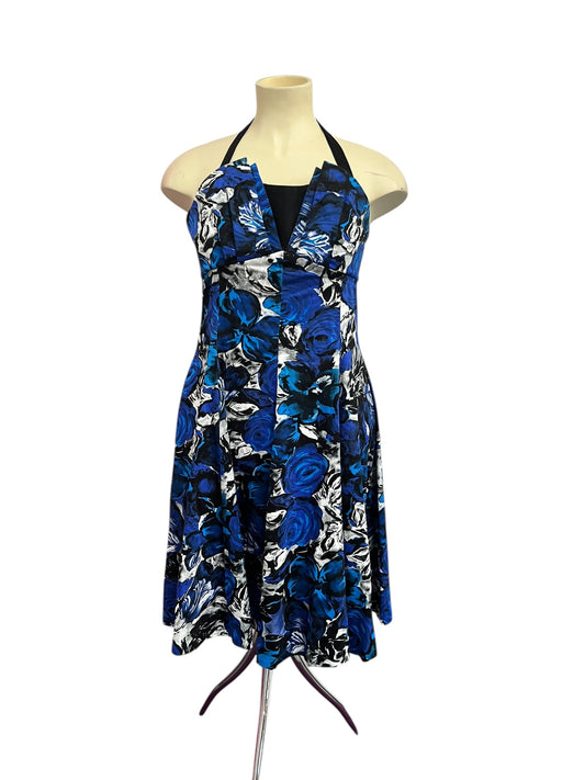 RETROSPECTD  BLUE ROSE DRESS SZ 14/16