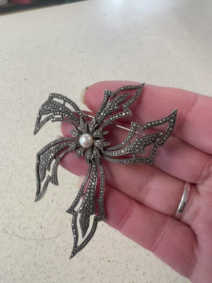LARGE MARCASITE GOTH BROOCH