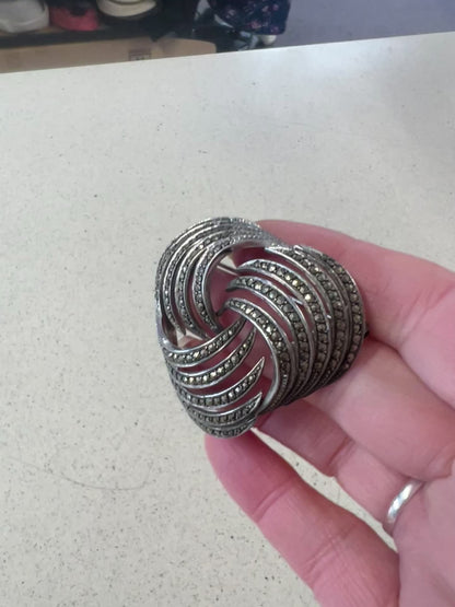 STERLING SILVER SWIRL BROOCH