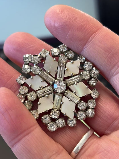 MOTHER OF PEARL SNOWFLAKE BROOCH