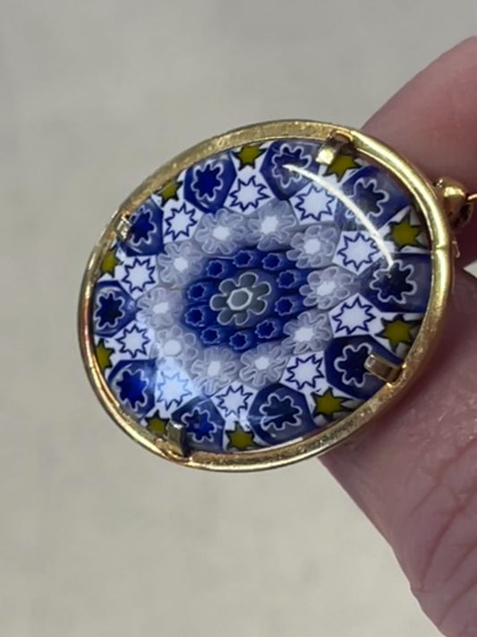 GOLD SET MURANO MILLEFIORI BROOCH