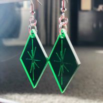 GREEN DIAMOND STARBUST EARRINGS