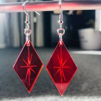 RED DIAMOND STARBUST EARRINGS