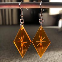 ORANGE DIAMOND STARBUST EARRINGS