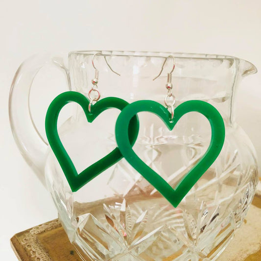 GREEN HEART EARRINGS